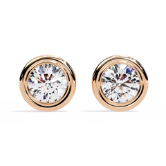 2.57 Carat Round Lab-Grown Diamond Earrings in Bezel Setting