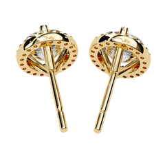 1.94 Carat Unique Round Halo Stud Earrings in 10Kt Gold – Party Wear