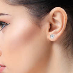 0.92 Carat Round Halo Lab-Grown Diamond Earrings