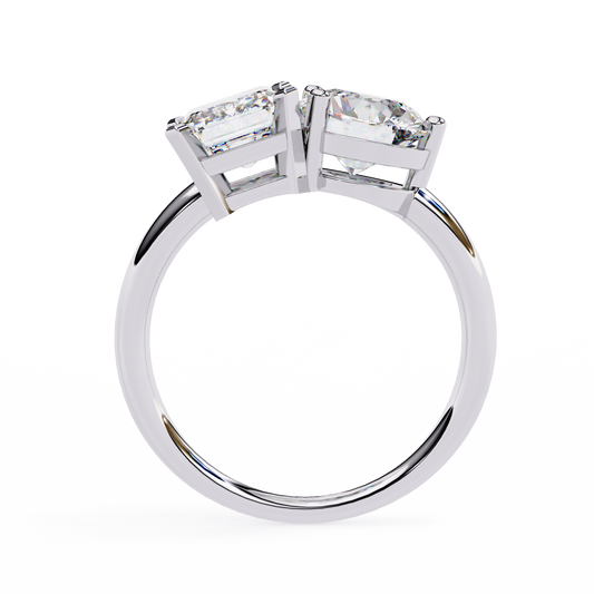 The Nicole 4.05 Carat Emerald & Round Cut Toi et Moi Engagement Ring