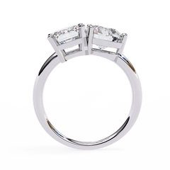 The Nicole 4.05 Carat Emerald & Round Cut Toi et Moi Engagement Ring