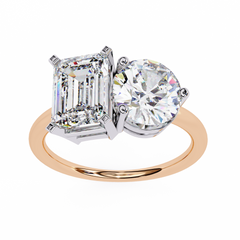 The Nicole 4.05 Carat Emerald & Round Cut Toi et Moi Engagement Ring