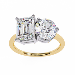 The Nicole 4.05 Carat Emerald & Round Cut Toi et Moi Engagement Ring