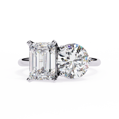 The Nicole 4.05 Carat Emerald & Round Cut Toi et Moi Engagement Ring