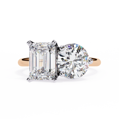 The Nicole 4.05 Carat Emerald & Round Cut Toi et Moi Engagement Ring