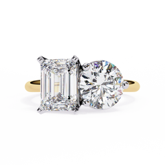 The Nicole 4.05 Carat Emerald & Round Cut Toi et Moi Engagement Ring